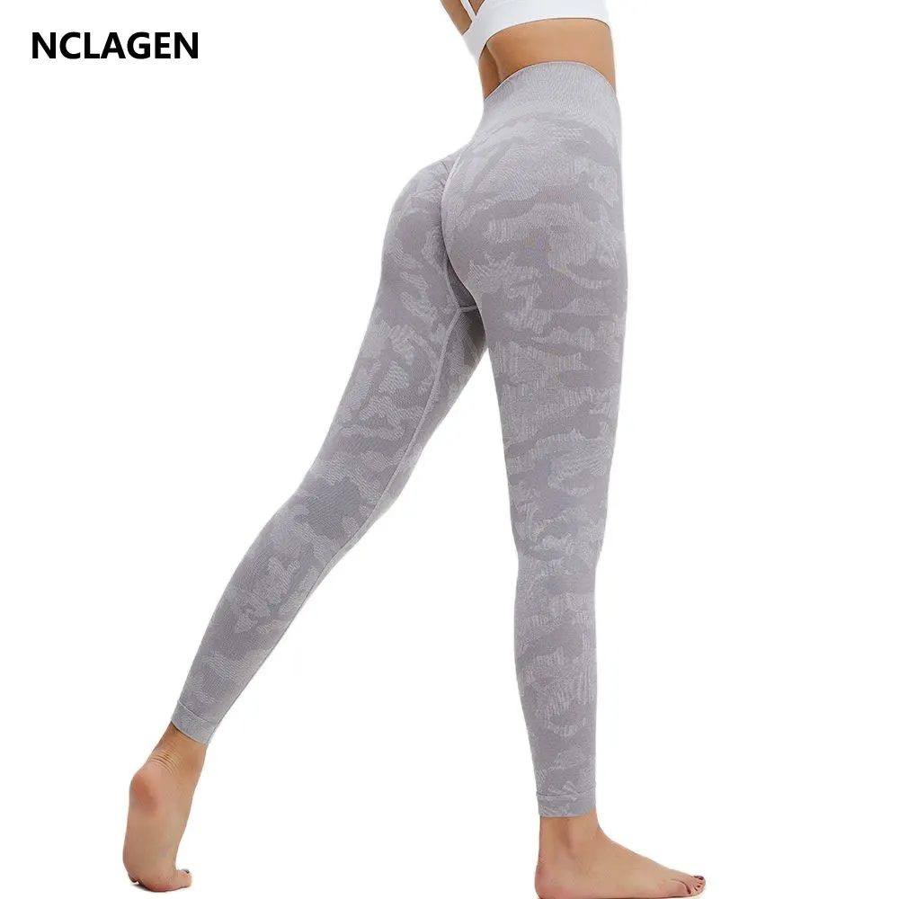 

Нейлоновые штаны для йоги, женские персиковые спортивные бесшовные леггинсы для фитнеса с высокой талией, эластичные камуфляжные сексуальные колготки