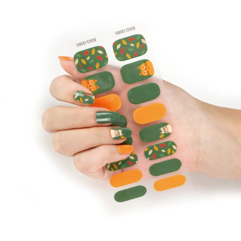 

16 Pcs Semi Cured Gel Nail Polish Strips Adhesive Full Wrap Waterproof Nail Art Sticker UV/LED Lamp Drop Shipping