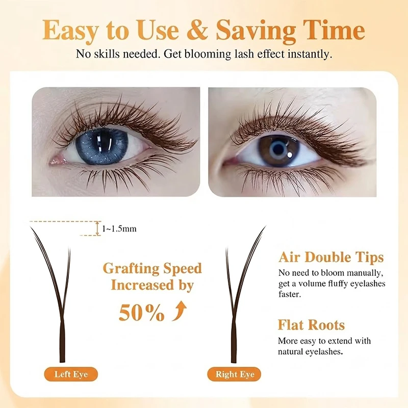 Фото Накладные ресницы Winky Beauty Brown Fox Yy Lash, премиум-класса, натуральные, мягкие, 0.07мм, высококачественные, Y-образные, новые, 12 рядов, для левой и правой глазной норки №5