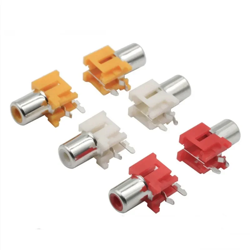 

10Pcs AV-8.4-5 RCA Socket 2-pin AV Same Core Socket PCB Welded Audio and Video Lotus Base Red Yellow White