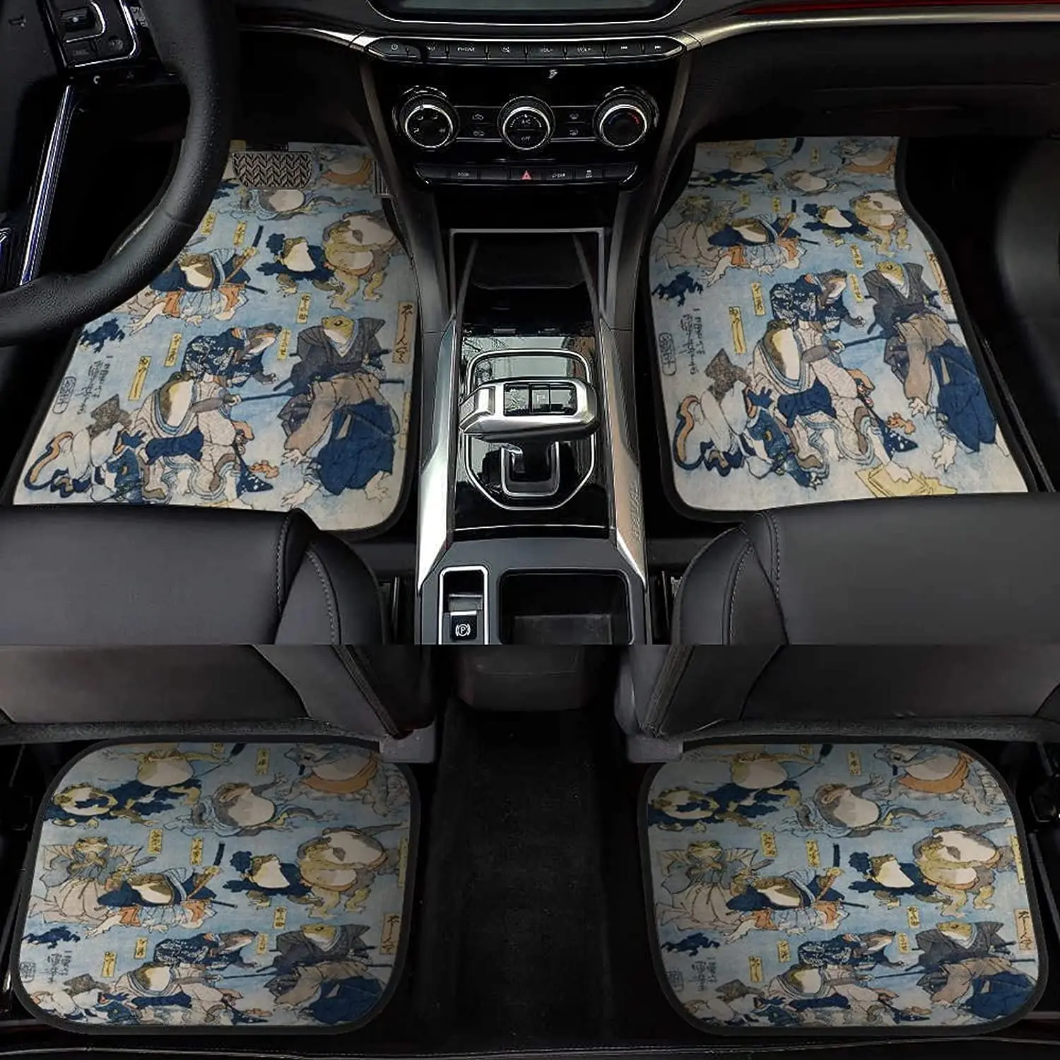 Famous Heroes of The Kabuki Stage Played by Frogs Car Mats Front&Rear 4-Piece Full Set Carpet Car SUV Truck Floor Mats with Non