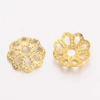 200pcs brass bead caps multi petal real 18k gold plated about 6mm in diameter 1 5mm thick hole 0 8mm