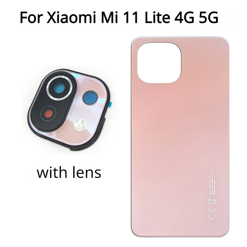 

New Back Glass For Xiaomi Mi 11 Lite 4G 5G Back Battery Cover Panel Rear Door Housing Case Replacement With Camera Lens