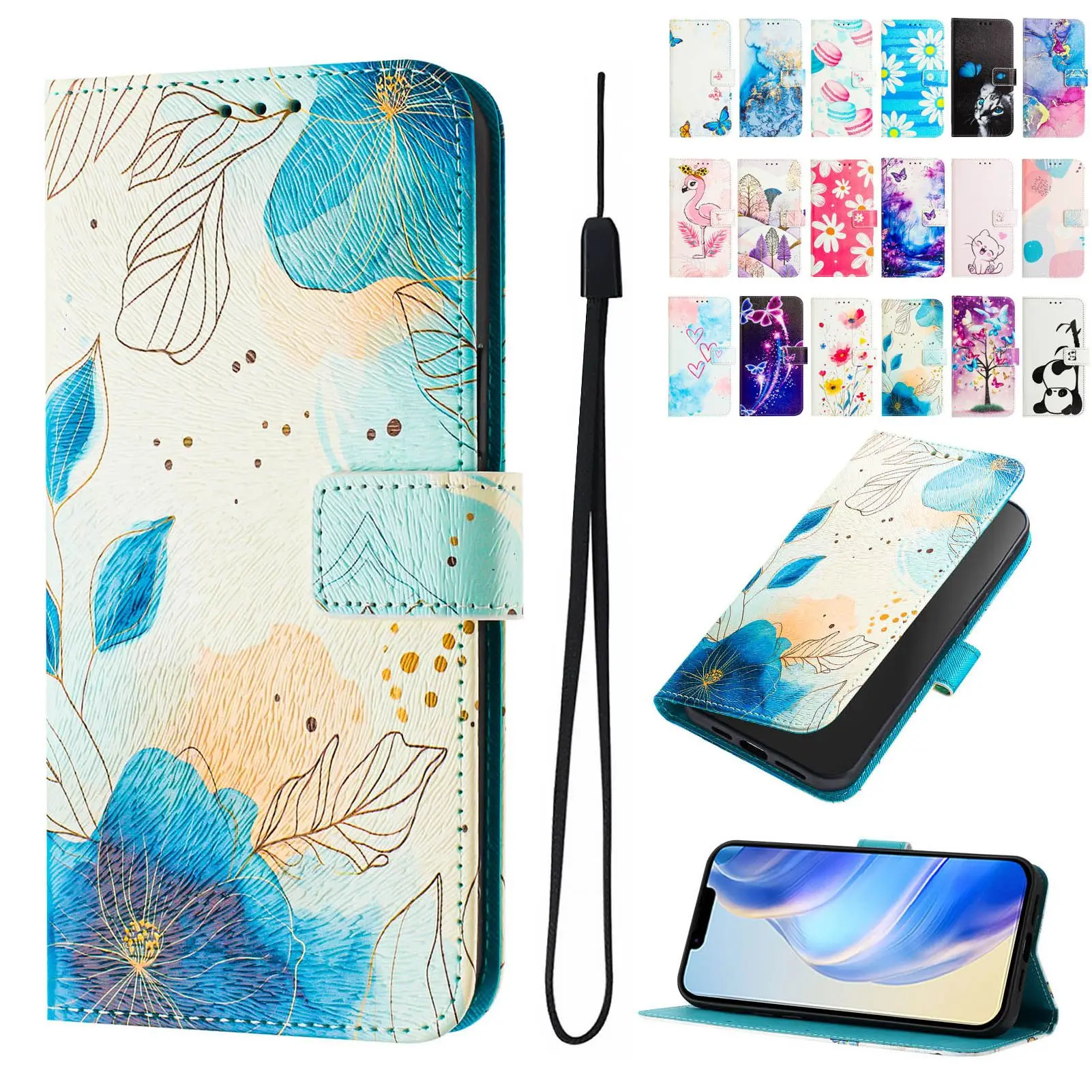 Чехол для телефона Sunjolly с 18 узорами TECNO Spark GO 1 POP 9 30 30C 20 Camon 30S Pro Povo 6 Neo 3 Colorful Wallet Case