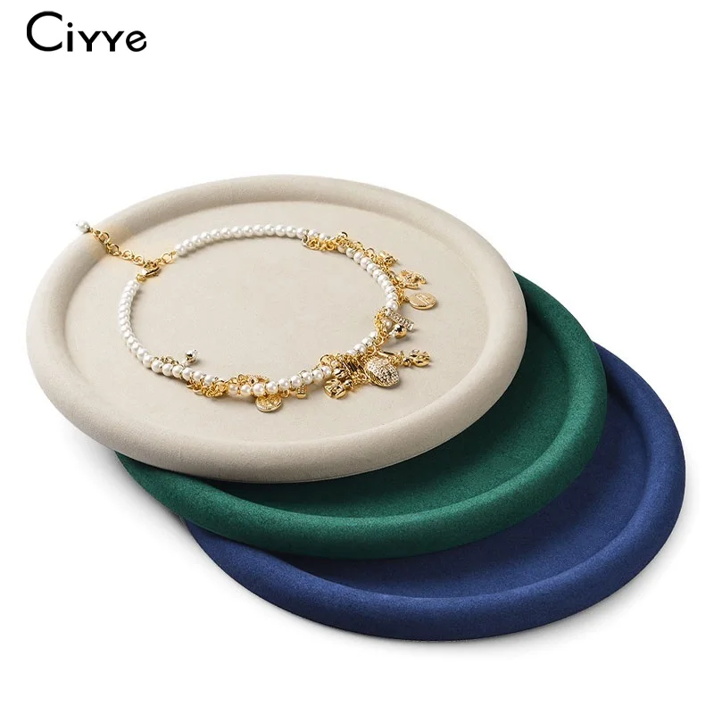 

Ciyye Originality Round Microfiber Jewelry Display Tray 25*25cm for Rings Bracelet Pendent Bangle Jewelry Display Props