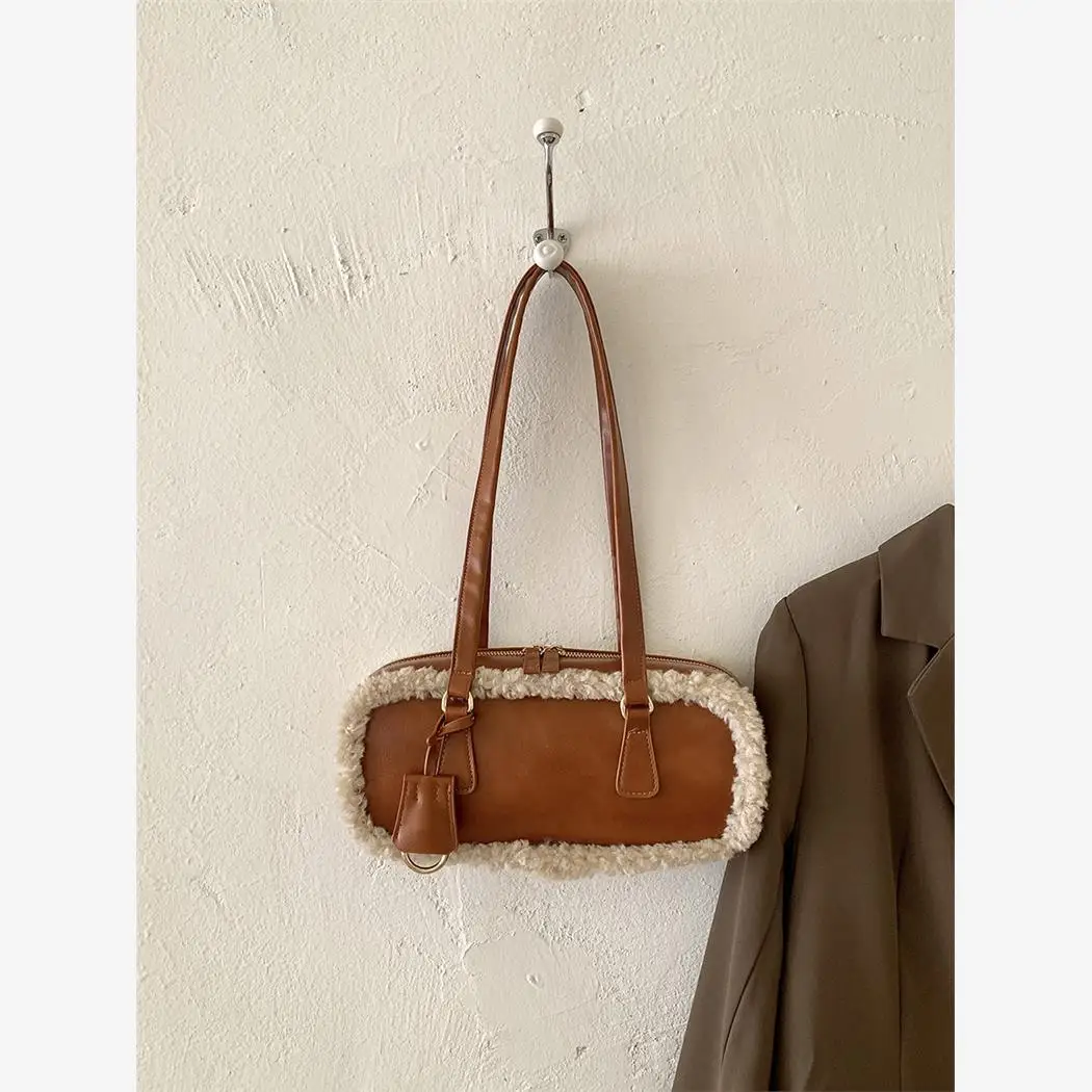 Осенне-зимняя плюшевая маленькая квадратная стильная сумка подмышками на одно