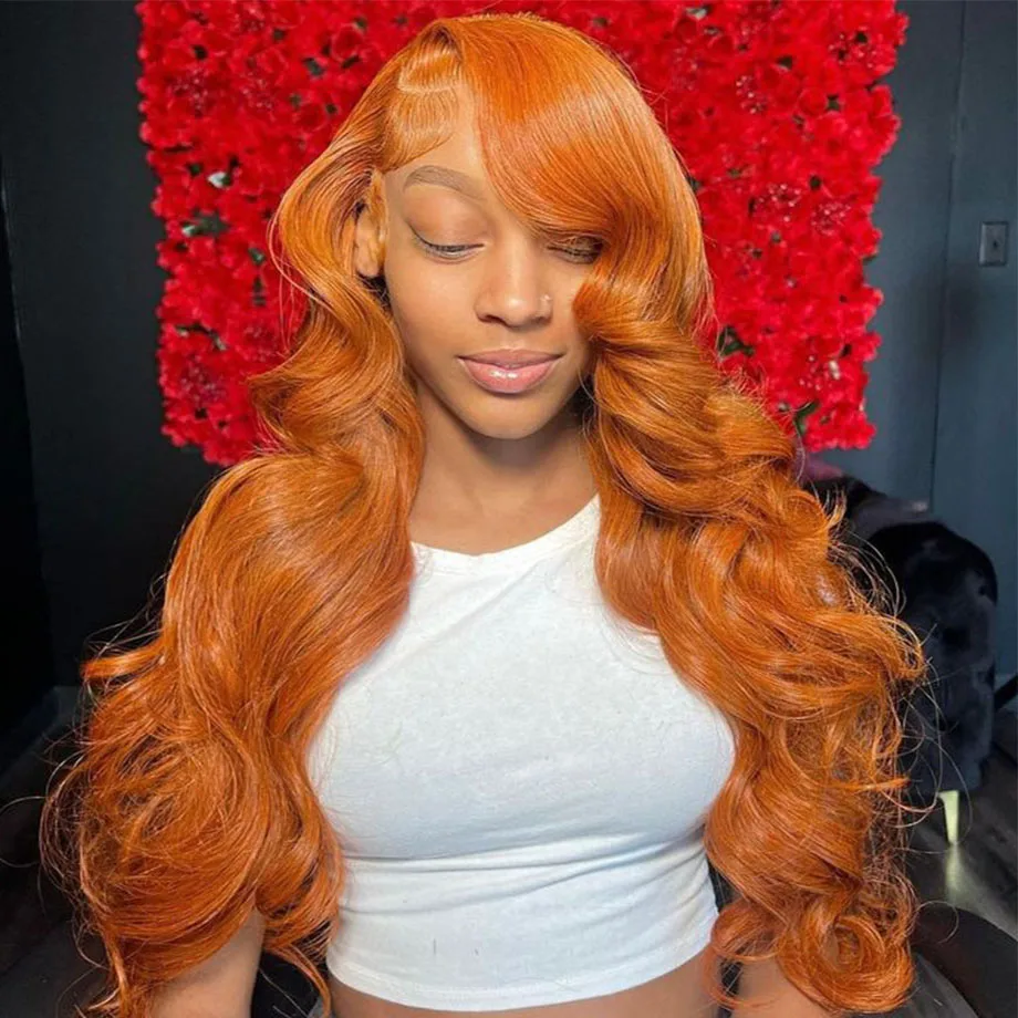 Ed Orange Ginger Lace Front Wigs Human Hair Body Wave 13x6 Hd Lace Frontal Wig Loose Wave Brazilian Transparent Lace Wig