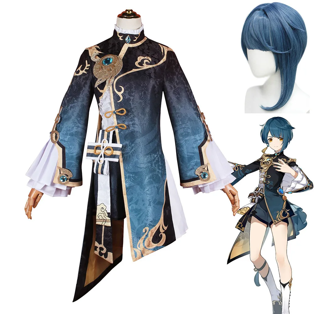 

Game Genshin Impact Xingqiu Anime Clothes Cosplay Costumes Dress Halloween Costumes for Women Vestido Suit Wig Anime Figure