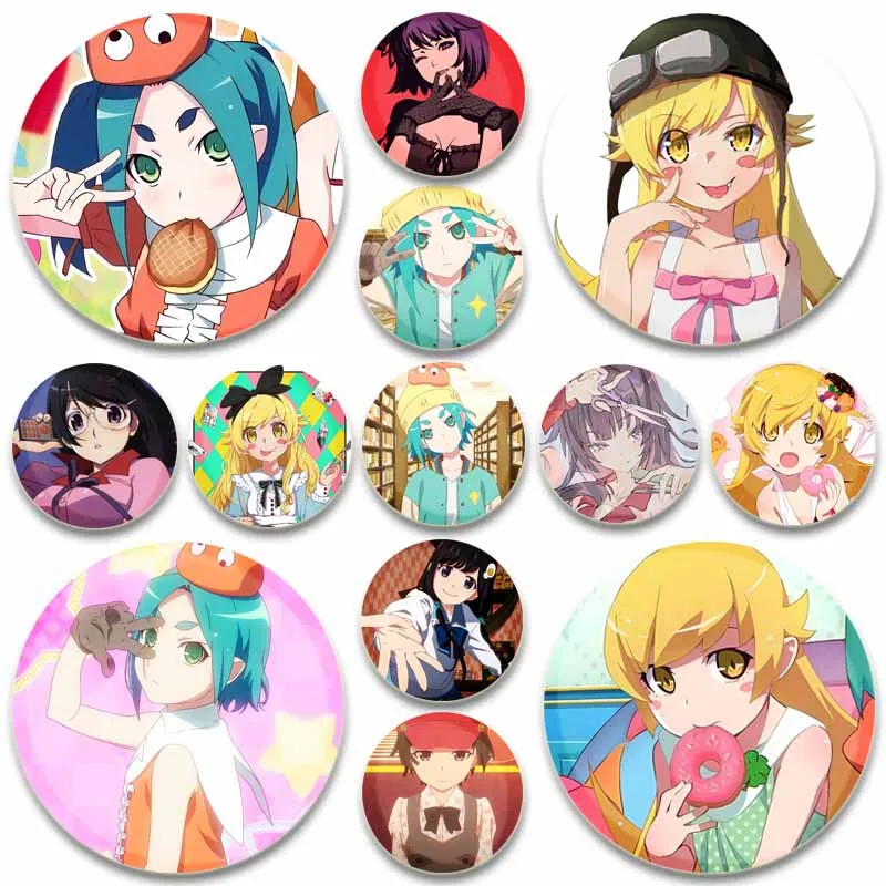 Фото Anime Monogatari Series:Off & Monster Season Pins Oshino Shinobu Ononoki Yotsugi Cartoon Badges Round Reative Gifts Brooches №1