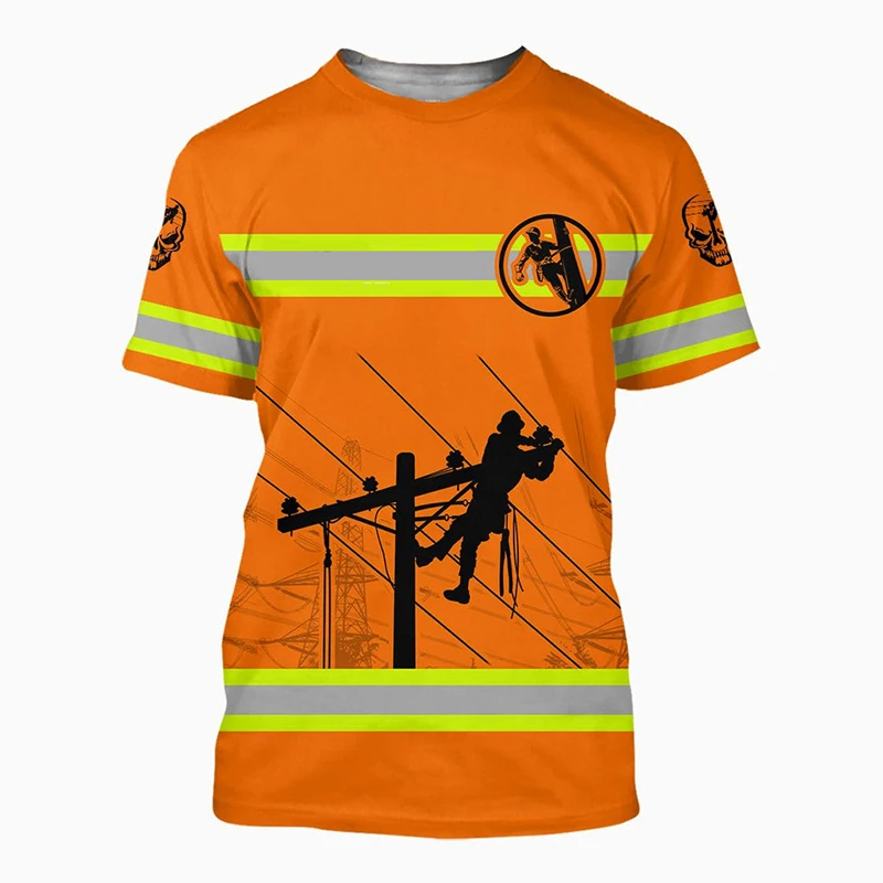 

Lineman Graphic 3D Printed Mens T-Shirts For Men Oversized Tee Shirts Summer Tops Short Sleeve Fashion Casual Streetwear Unisex