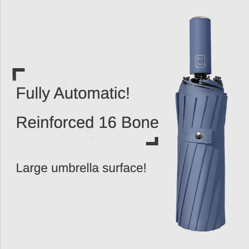 

Reinforced 16 Bone Fully Automatic Umbrella Windproof Strong Shade Sunny and Rainy Umbrella for Men Wind Resistant Guarda Chuva