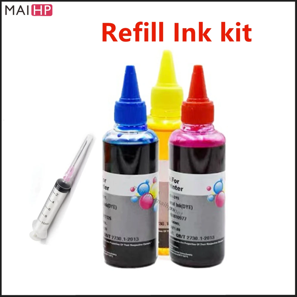 

100ml/300ml refillable Refill ink bottle for tri-color printer refill Handheld Cartridge printer ink needle ​refill kit