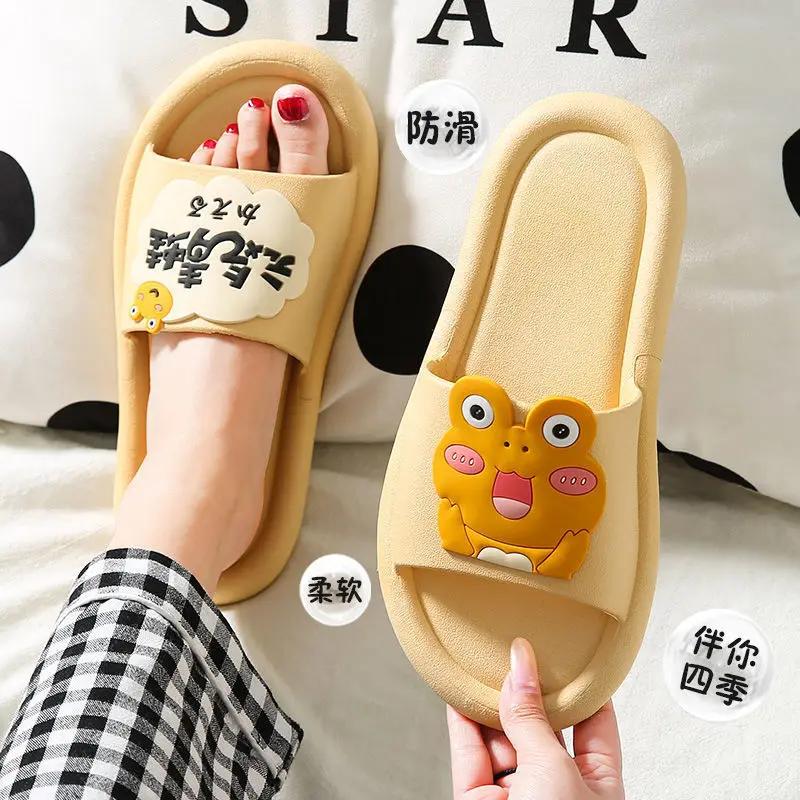 

Женские нескользящие шлепанцы, летние сандалии для дома с мультяшным принтом, 2022