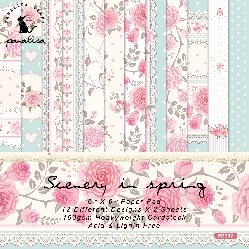 

Panalisacraft 24 sheets 6"X6" Pink and Blue Flower Scrapbook paper Scrapbooking patterned paper pack DIY craft Background paper
