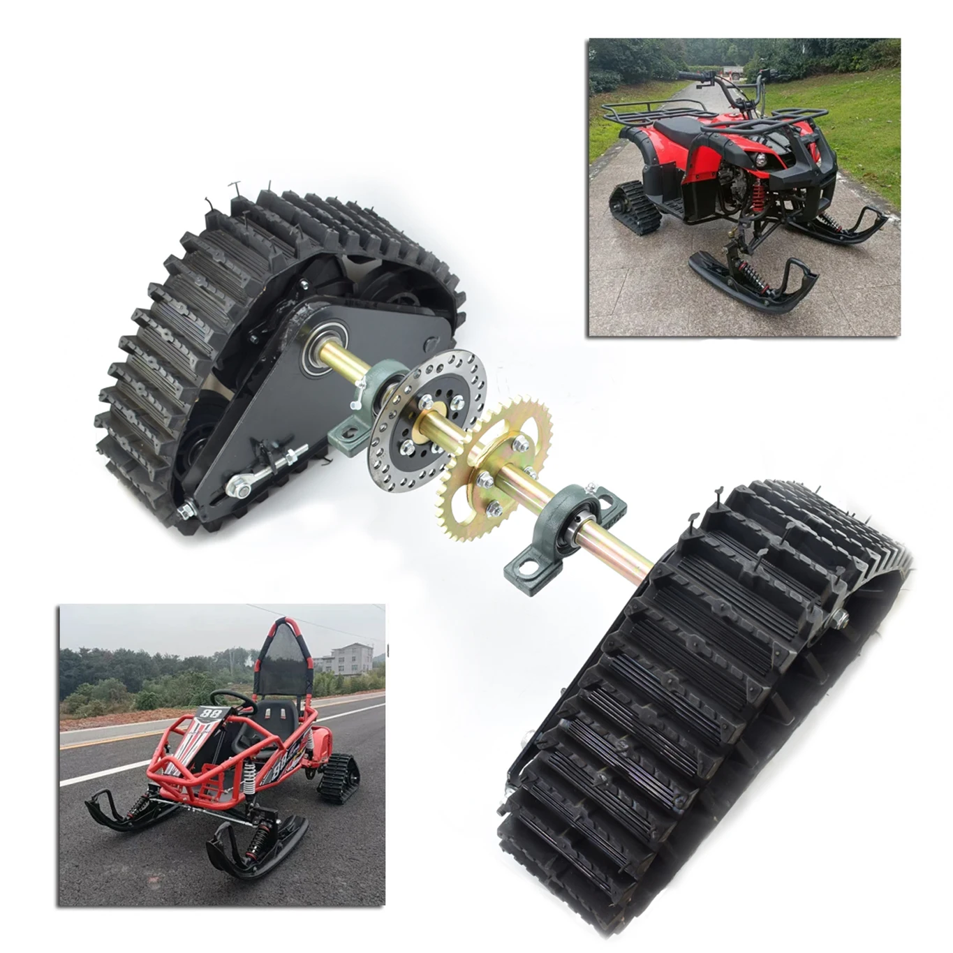 

Задняя ось 100 см, 85 см, 60 см, снегоходными гусеницами небольшого размера для ATV Quad Go Karting, заднее колесо, песок, гусеница для снегохода в сборе
