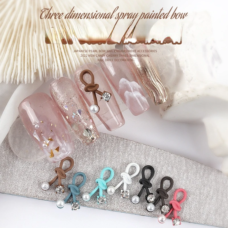 

Новая трехмерная спрей-краска вишневая бабочка Алмазный жемчуг Вишневый бант украшение для дизайна ногтей