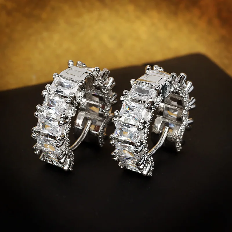 

100% Real 925 Sterling Silver Cubic Zirconia Earring Women Bohemia Origin Zircon Gemstone Jewelry Aros Mujer Oreja Orecchini