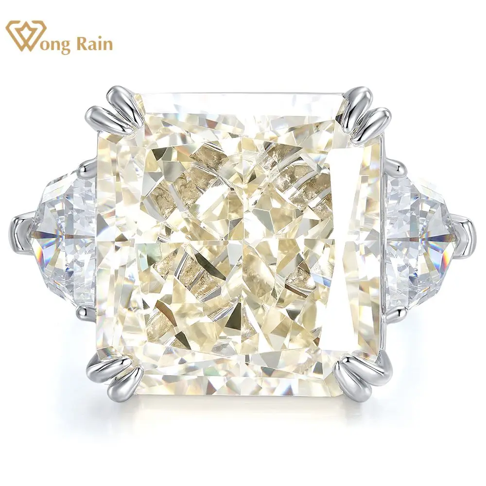 

Wong Rain 925 Sterling Silver Crushed Ice Cut 20CT VVS 3EX Simulated Moissanite Gemstone Wedding Engagement Ring Fine Jewlery