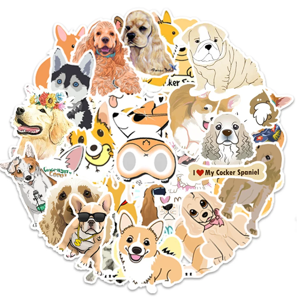 

10/30/50PCS Cartoon Cute Puppy Personality Creative Sticker Guitar Refrigerator Computer Skateboard Waterproof Sticker Wholesale
