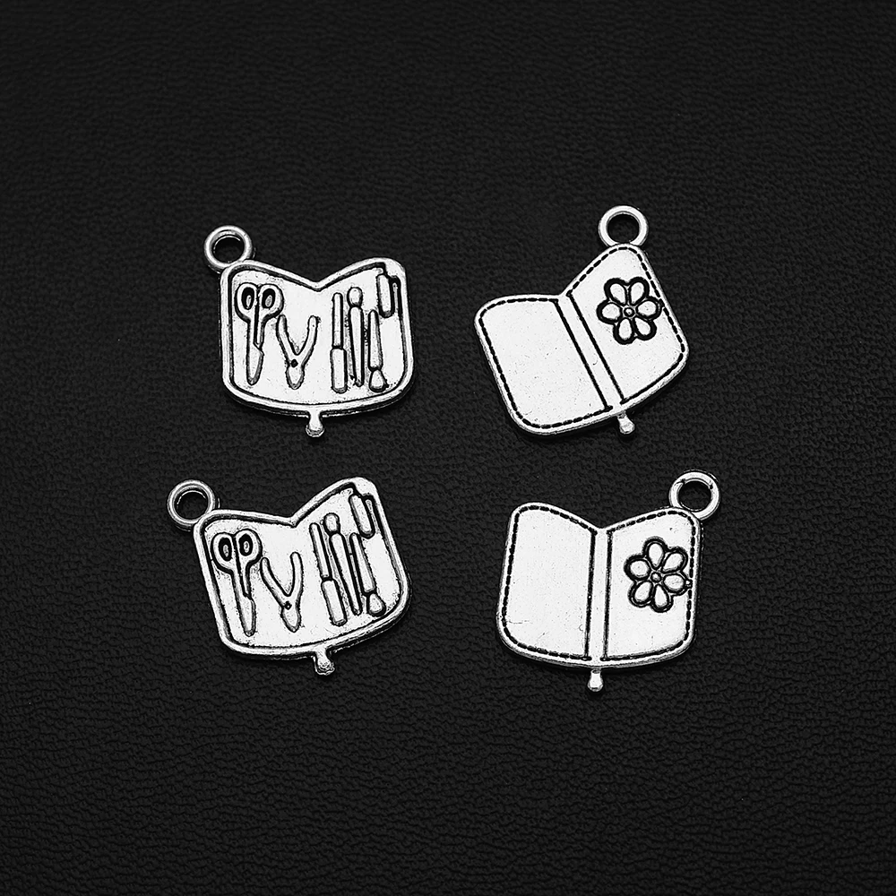 

10pcs/Lots 16x18mm Antique Silver Plated Women's Cosmetic Bag Charms Manicure Pendants For Jewelry Making Wholesale Bulk Items