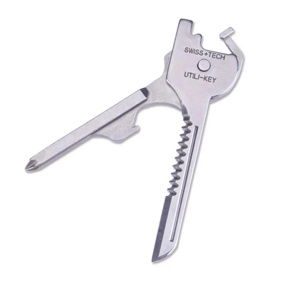 

6 In 1 Outdoor Keychain Tool Multifunctional Survive Edcs Tool Key Shape Ring Pocket Opener Screwdriver Serrated Blade Tool