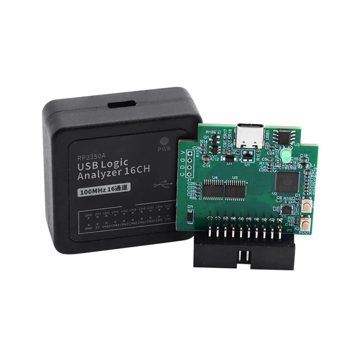 Фото Логический анализатор USB 16-канальный, USB-C, на базе микроконтроллера RP2350A, для синхронного сбора цифровых сигналов №5