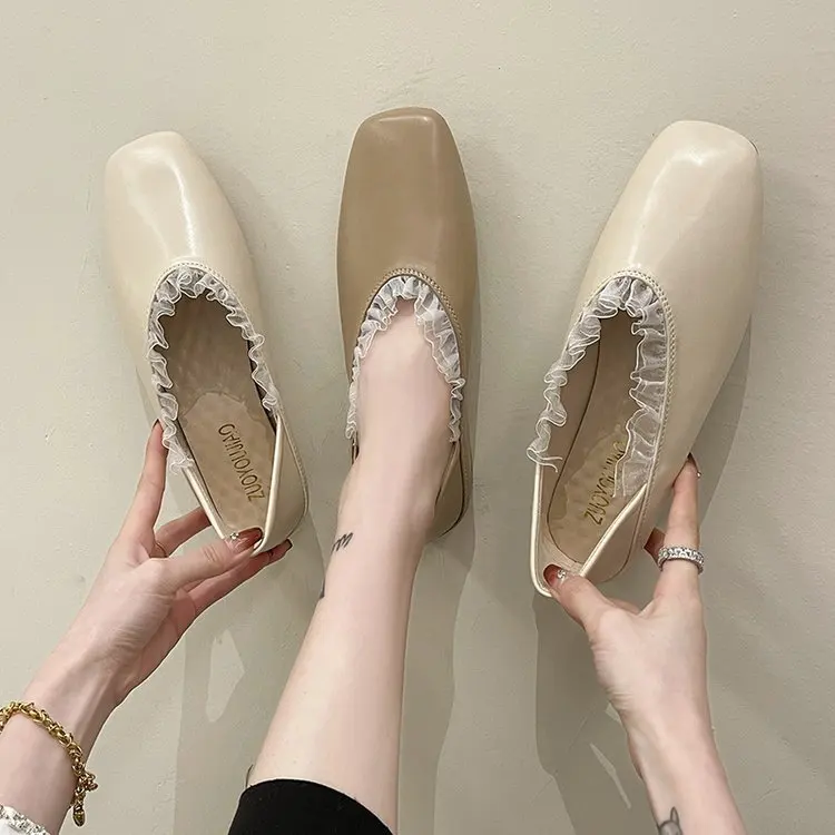 

Shoes Woman Flats Low Heels Shallow Mouth Dress Rubber Basic Fabric PU Shallow Mouth Low Heels Shoes Woman Flats Dress PU Fabric