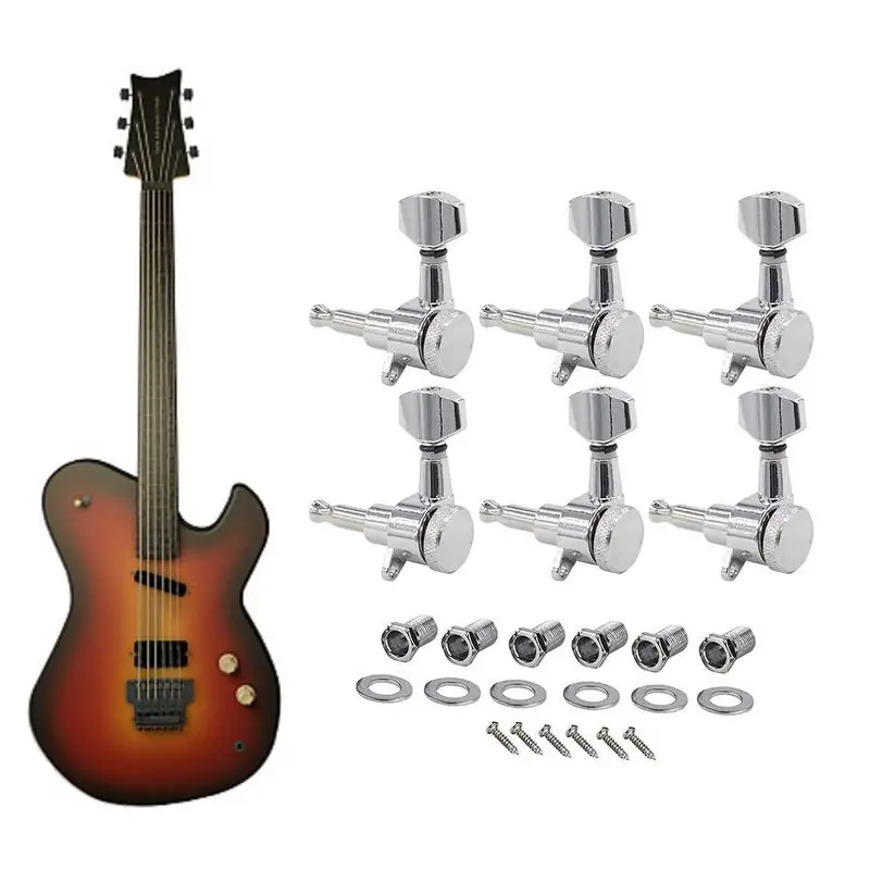 

Inline Guitar Locking Tuners String Tuning Pegs Knobs Tuning Keys 6pcs Guitar String Tuning Pegs 1:18 Key Machine Heads Set Fit