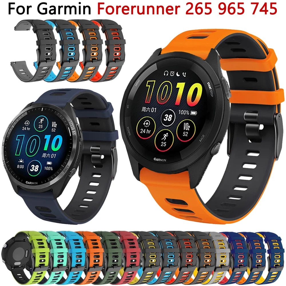 22mm Band For Garmin Forerunner 965 265 745 255M Watch Strap Silicone Bracelet Vivoactive 4 Venu 2 Wristbands Replacement Correa 22mm Band For Garmin Forerunner 965 265 745 255M Watch Strap Silicone Bracelet Vivoactive 4 Venu 2 Wristbands Replacement Correa