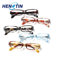 henotin reading glasses print flower frame men women rectangular diopter 00 5 600