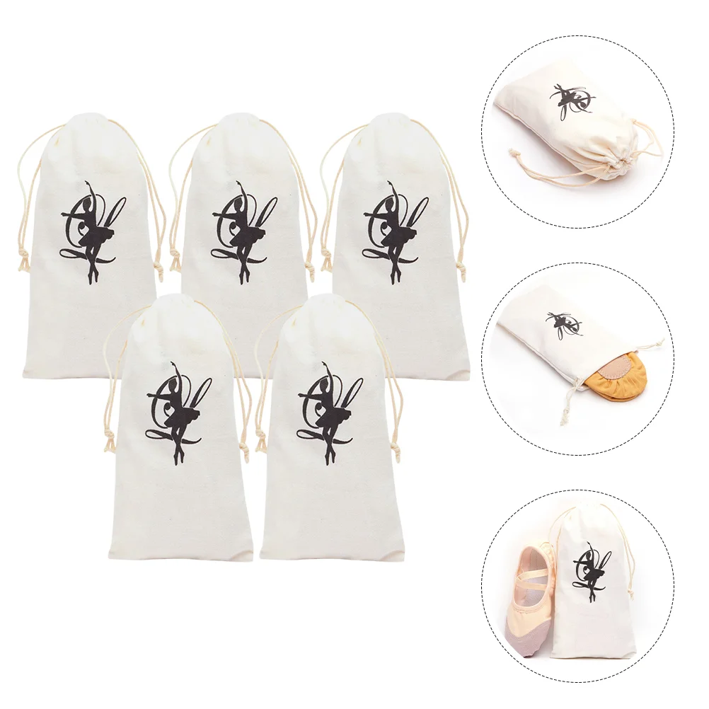 

5 Pcs Shoe Storage Organiser Ballet Bags Girl Drawstring Washable Canvas Carrier Carrying Dance