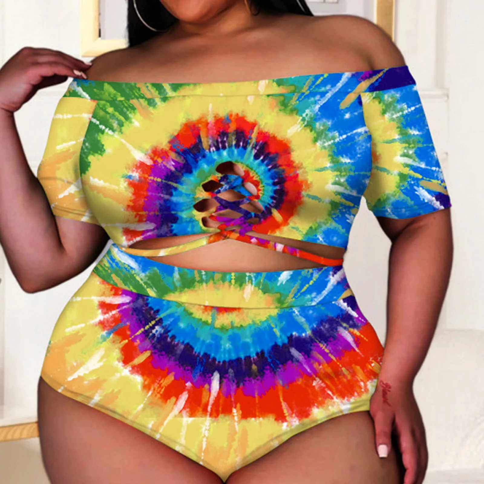 Женский сексуальный купальник-танкини летний купальник большого размера с