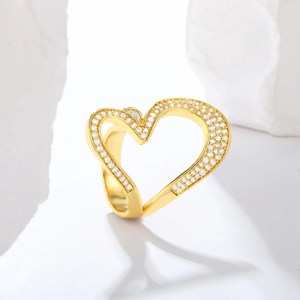 

Gold Color Love Mosaic Zircon Rings With Copper Opening Adjustable Rings for Women, 2023 Romance Elegant Women Jewelry Sets