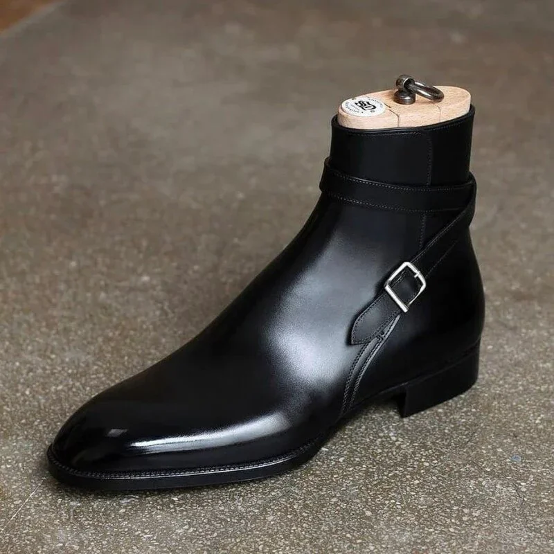 

New Spring and Autumn Handmade Fashion Business Casual Buckle Ankle Boots Men Boots Jodhpur Boots Chelsea Boots Men
