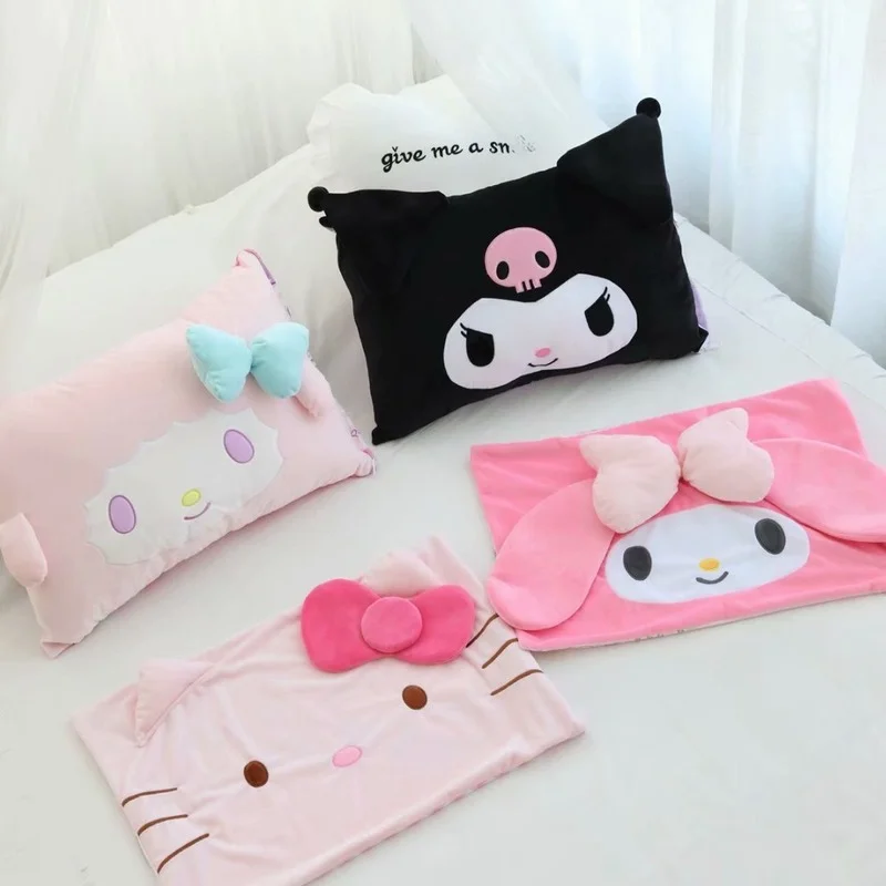 

Kawaii Sanrioed Anime Cartoon series Kuromi My Melody Plush Detachable Plush Pillow Cover Kawaii Cute soft Anime Pillowcase