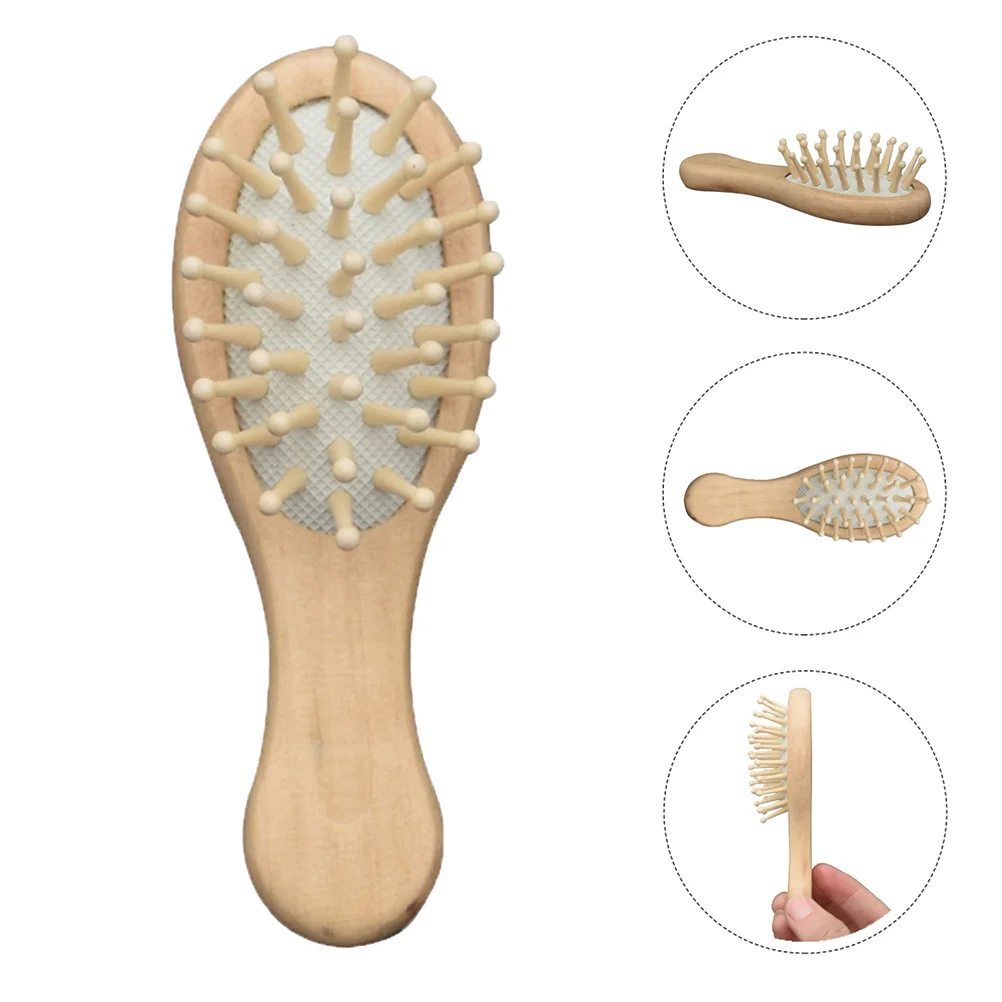 

Brush Hair Comb Wooden Hairbrush Paddle Fordetangling Detangler Massagecushion Scalp Women Round Combs Wood Curly Anti