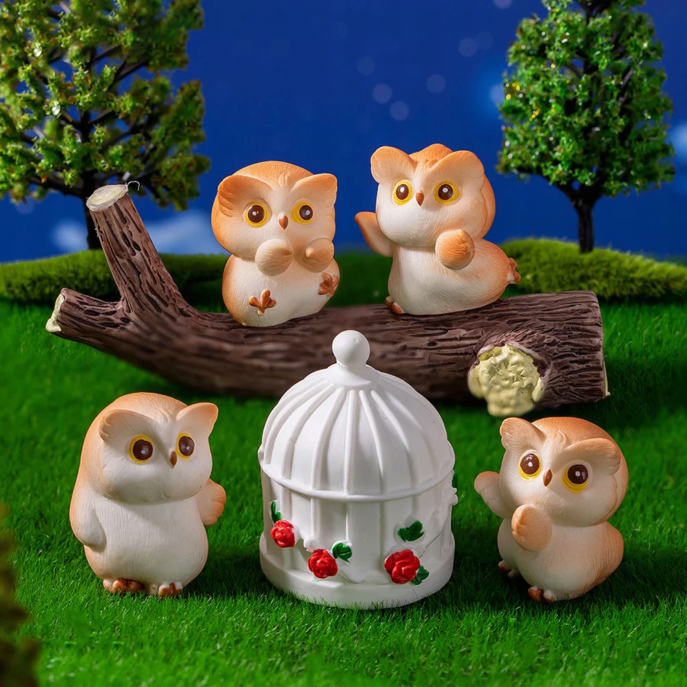 

Micro Landscape Ornament Miniature Owl Figurines Tiny Statues Animal Miniatures Adorn Dashboard Ornaments
