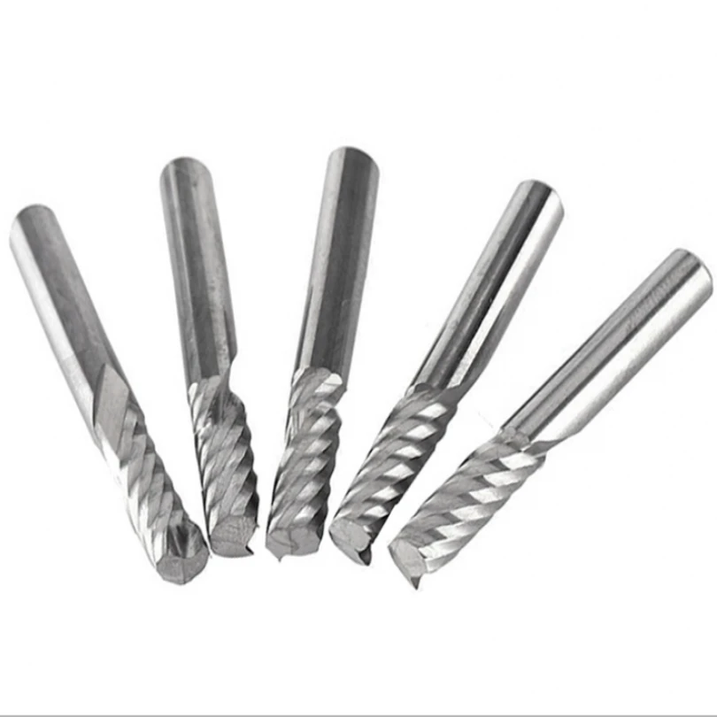 

Excellent 5pcs Hard Tungsten Steel Flat Bottom Milling Cutters for Woodworking Tool, Alloy Coated Single Edged Router Bits