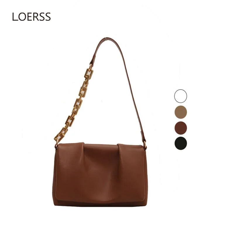 Women's Satchels Handbags Shoulder Bags PU Flag Casual Bag for Women 2023 New Cloud Design Fold Chain Bags Purses and Handbags