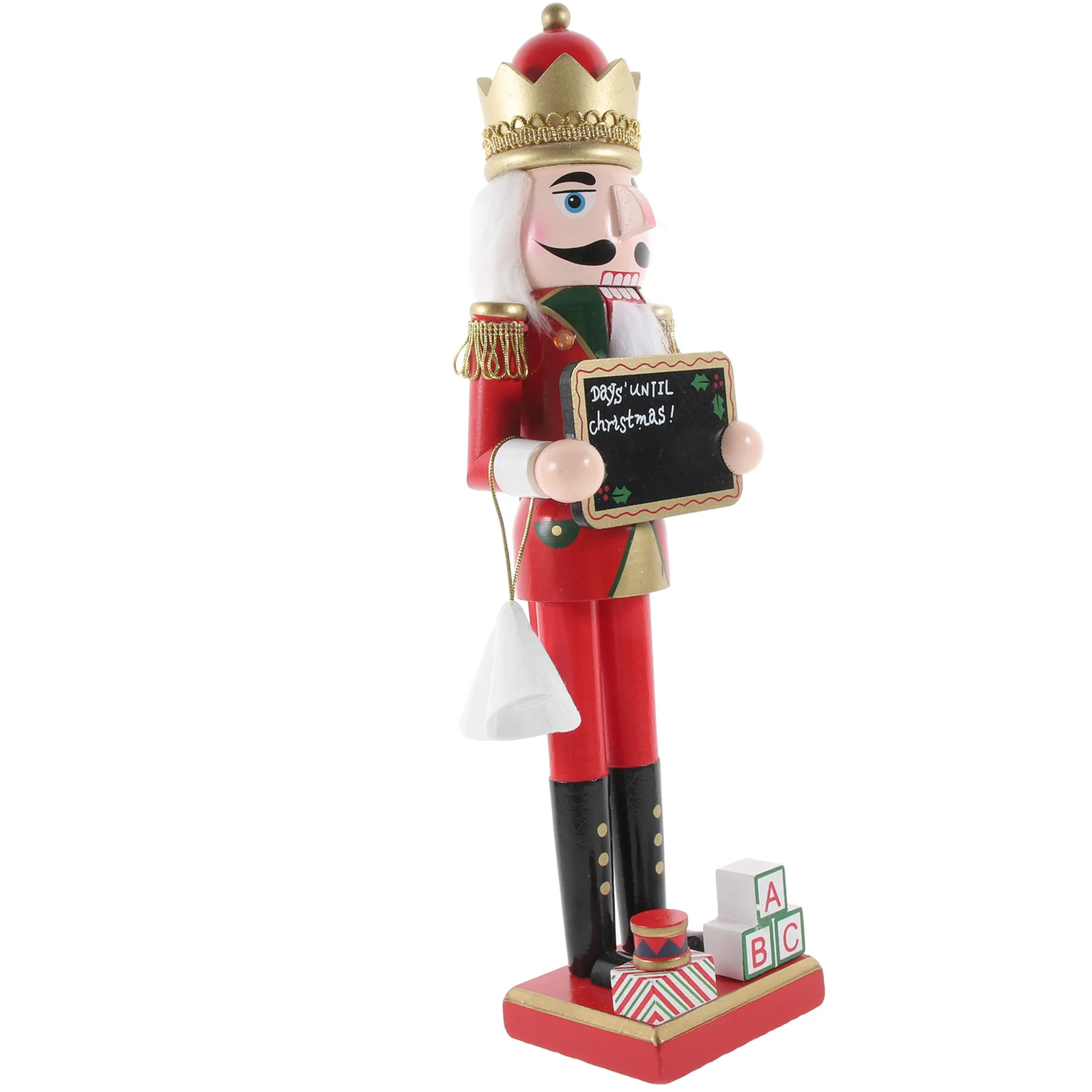 

38CM Christmas Nutcracker Wooden Nutcracker Figure Desktop Christmas Wood Puppet Ornament Gift Christmas Nutcracker Statue