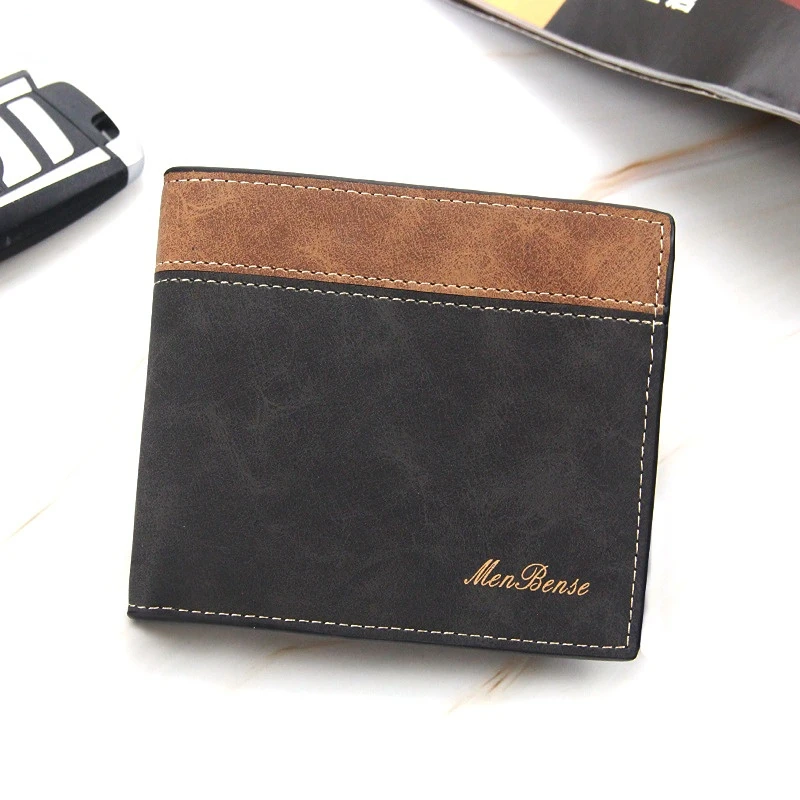 

New Men's Wallet PU Leather Frosted Simple Big Money Three fold Purse Male Multi card position Card Bags Zero Wallet Bag
