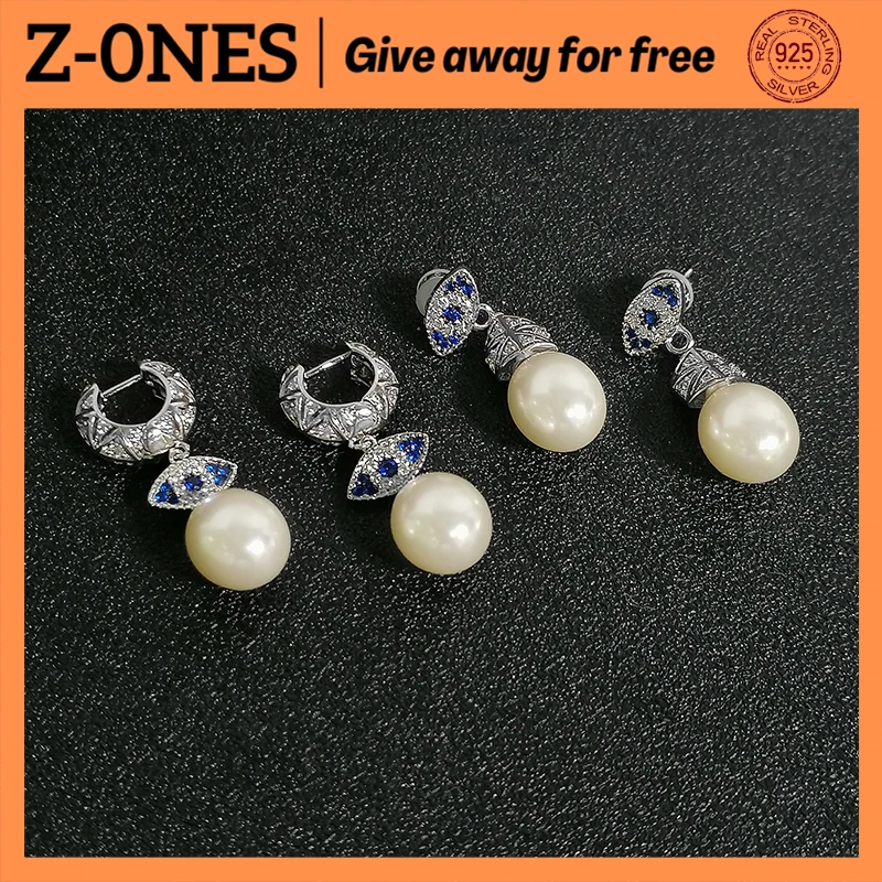 

April new S925 sterling silver earrings Evil Eye fashion luxury brand Monaco jewelry pearl pendant earrings ladies gifts
