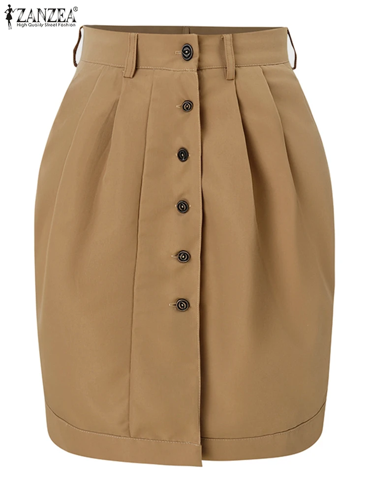 ZANZEA Элегантная юбка-карандаш на пуговицах Повседневная одежда 2025 Модные женские