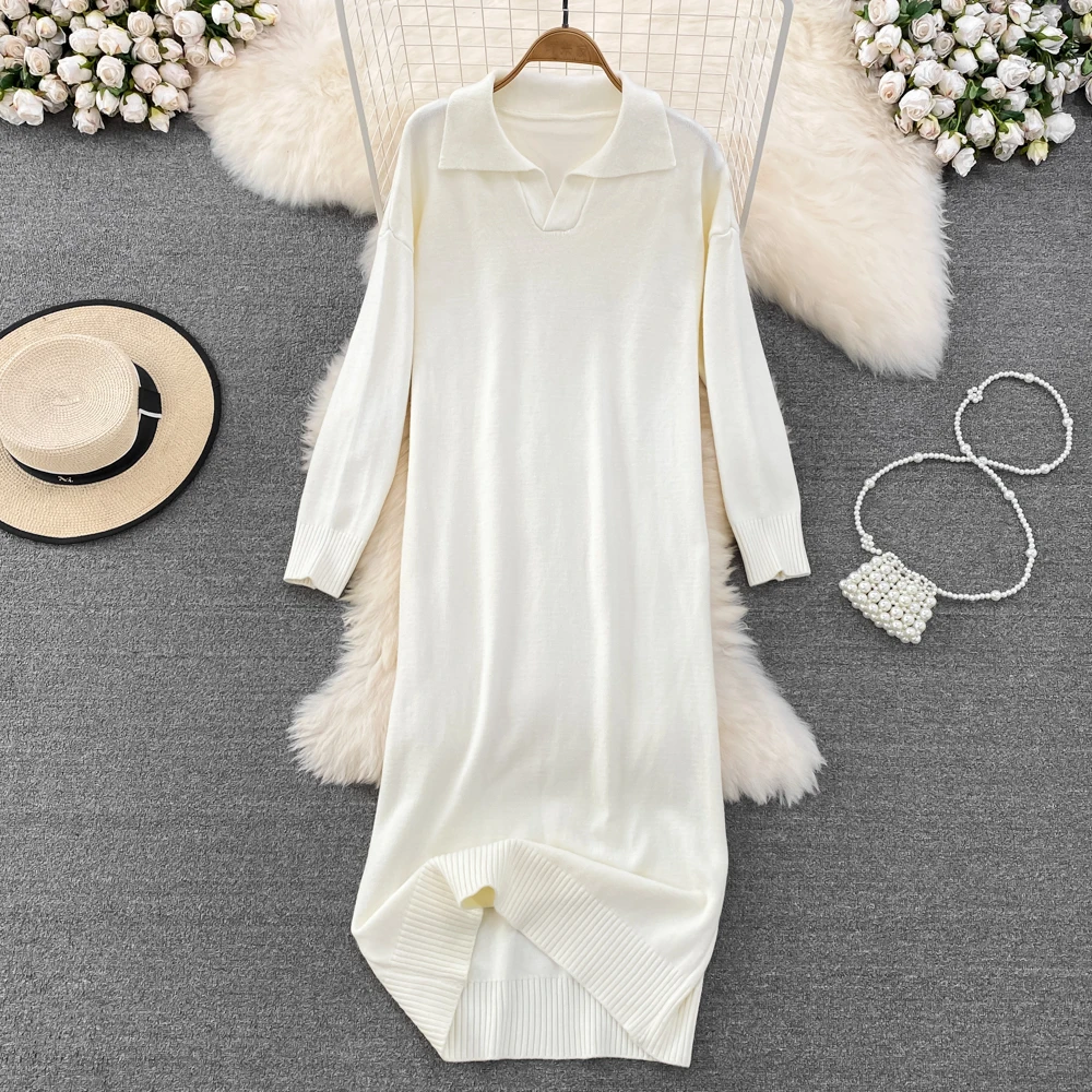 

Повседневная Нижняя юбка instte Wind отворот поло 2022 осень и зима Корейская версия темперамента свободного кроя и гульфика