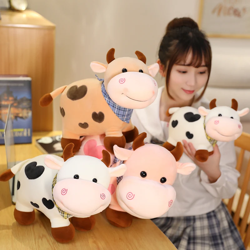 

25/30/40CM Cartoon Cute Cow Plush Toy Soft Animal Cattle Plush Toy Kawaii Bull Doll Kids Birthday Gifts Baby Sleeping Pillows