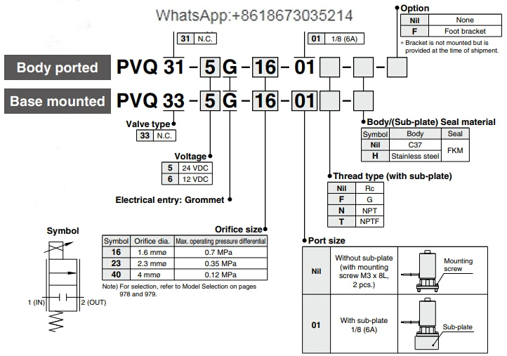 Компактный пропорциональный Соленоидный клапан PVQ PVQ30 PVQ31-5G-23-01N PVQ31-5G-16-01 PVQ31-6G-40-01