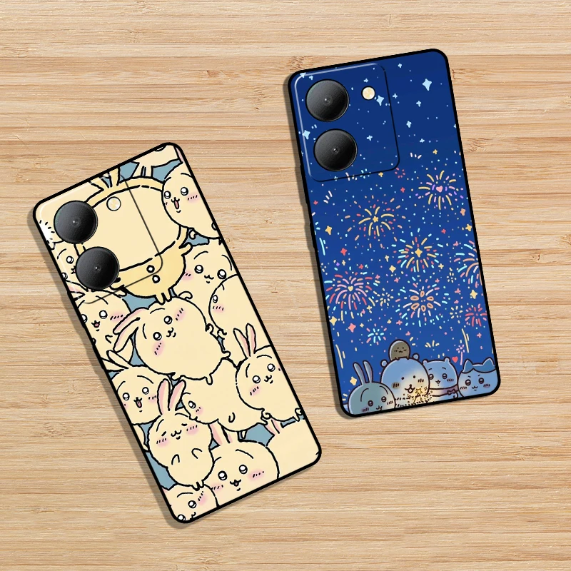 Мягкий черный чехол для телефона Vivo Y15S Y15A Y16 Y17 Y17S Y19 Y20i Y20S Y20 chiikawa защитный от