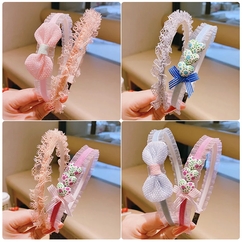 

Новая детская сетчатая повязка на голову с бантом, милые Нескользящие поврежденные заколки для девочек, аксессуары для волос, детские украш...