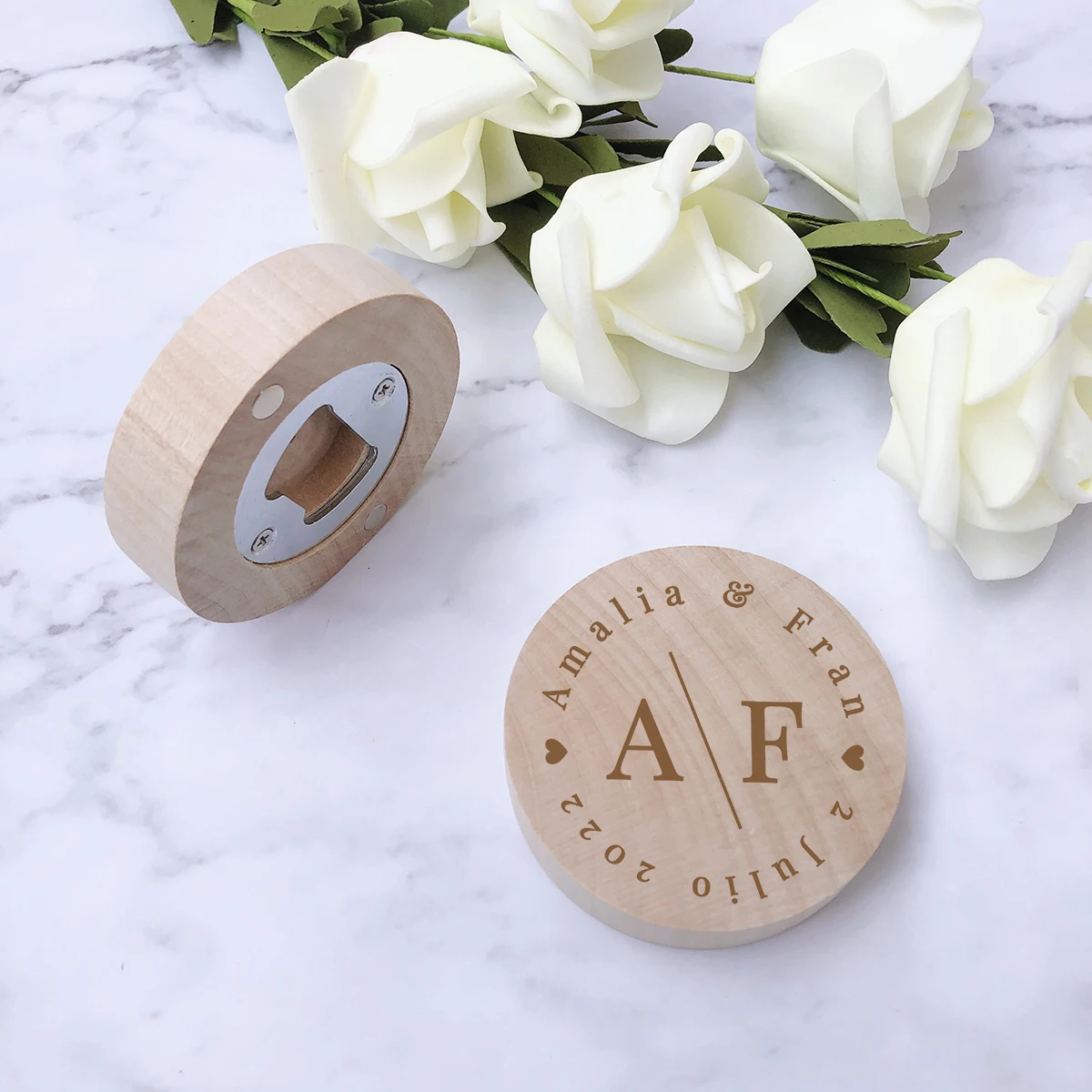 

Personalized Wooden Magnetic Bottle Opener Wedding Favors and Gifts Custom Engraved Wood Fridge Magnet Wedding Souvenir 63*15mm