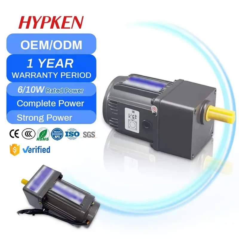 Фото Индукционный мотор-редуктор Hypken AC 220В с высоким крутящим моментом и регулировкой скорости, 90 Вт, 6-10 Вт, малогабаритный электродвигатель с реверсом, мини-мотор №2